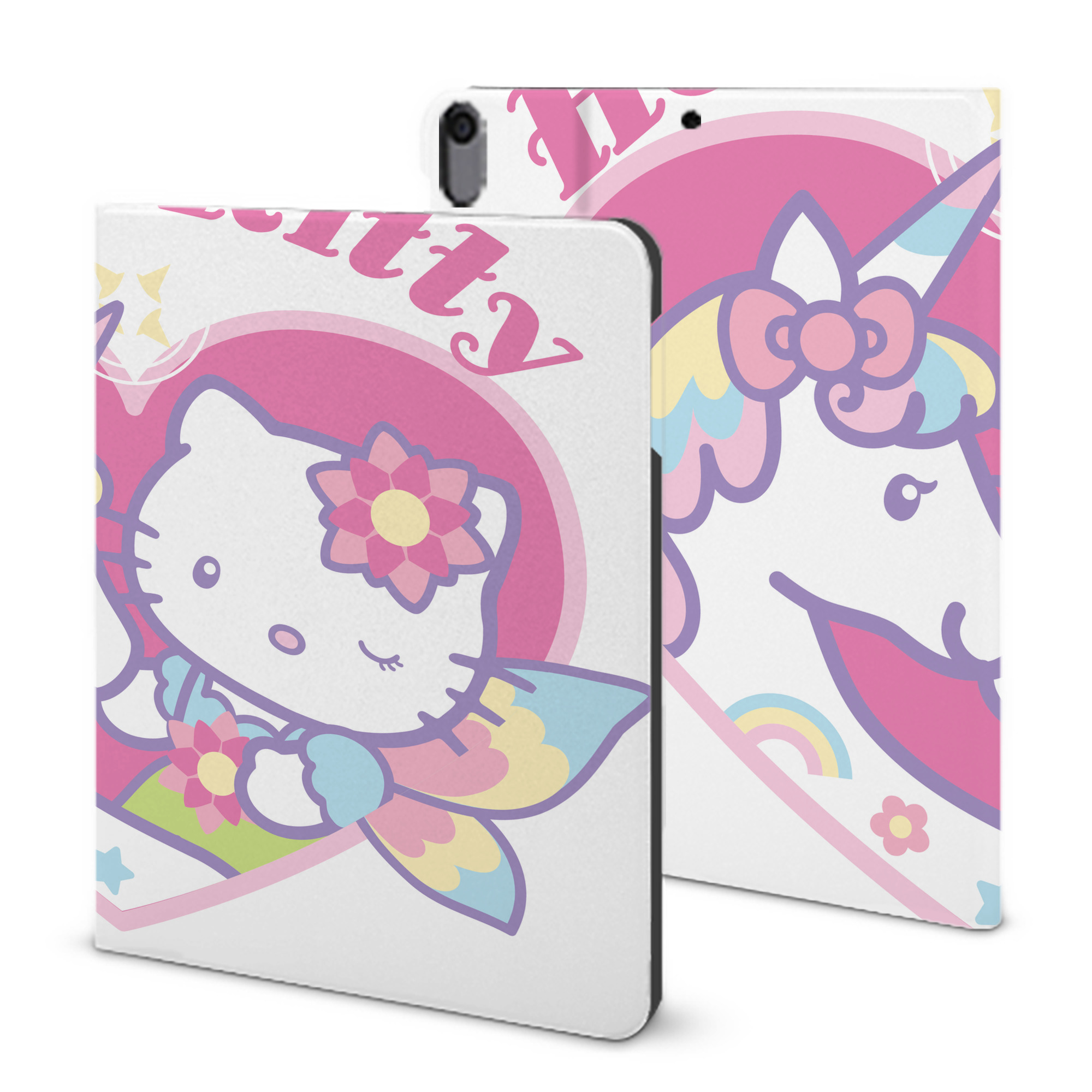（画像用） Hello Kitty ハローキティ IPad ケース ブック型 PUレザー TPU 耐衝撃 軽量 薄型 ペン収納なし 全面保護 IPad 各モデル対応